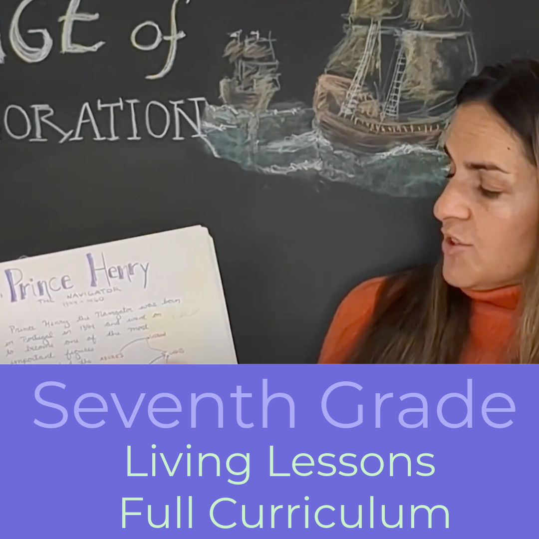 video still of Waldorf Teacher Stephanie Packer teaching the sixth grade Age of Exploration block